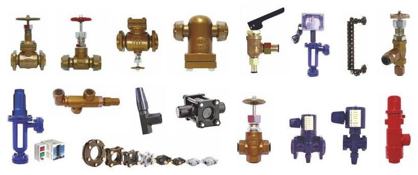 Range of refrigeration valves, solenoids, sight glasses and flanges